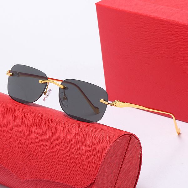Mens Designer Sunglasses For Women Eyeglasses Sun Glasses Round Rimless Goggle Fashion Men Womens Sunglass Gold Metal Leopard Frame Dark 52mm Brand Eyeglass Gafas