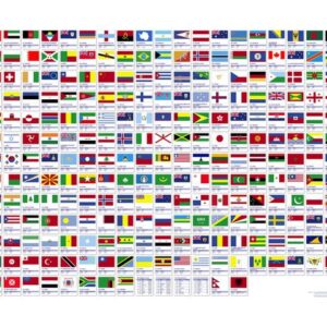 All Flags of the World Map Poster Painting Print Home Decor Framed Or Unframed Photopaper Material