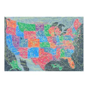 Maps Unite States Demographics and Economy Poster Painting Home Decor Framed Or Unframed Photopaper Material