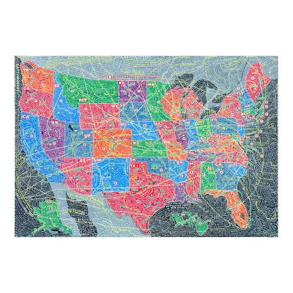Maps Unite States Demographics and Economy Poster Painting Home Decor Framed Or Unframed Photopaper Material