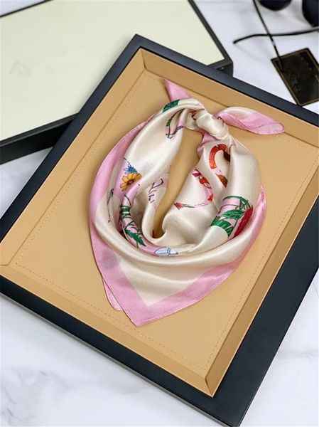 Wholesale Beautiful Silk HANDBAG scarf Headbands women Classic letter scraves Top grade bag hair Bands 50x50cm The gradient color