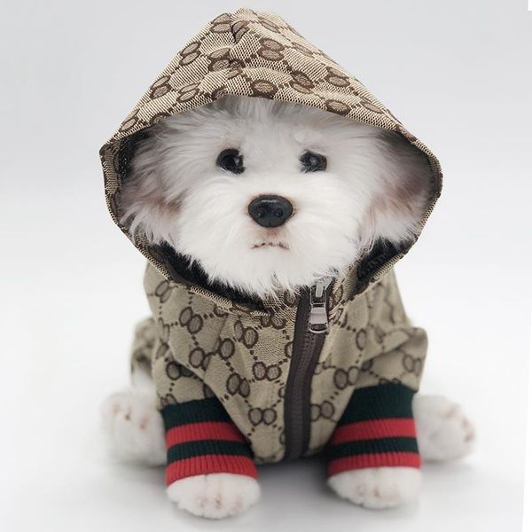 Clothes Warm Dog Apparel Designer Hoodies Cats Animals Jackets with Hats Outdoor Casual Sports Pets Coats for Small Medium Large Dogs Brown 4XL A161