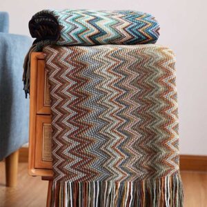 Bohemian Knitted Blanket Sofa Throw With Tassels Colorful Bedspread Nap Air Condition Nordic Home Decorative 211218
