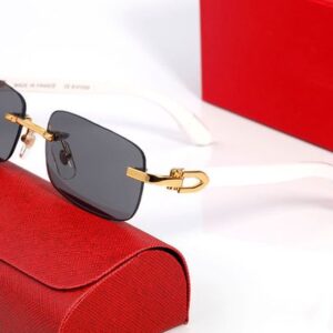 Mens Sunglasses Designer Women Trendy Fashion Sports Driving Metal Gold Alloy White Wooden Frames Eyewear Brands Frameless Sunglass 55mm Eyeglasses Lunettes