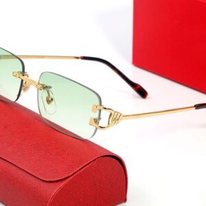 Fashion Designer Over Glasses Sunglasses Women Sports Driving Goggle Gold Frameless Eyeglasses Polarized uv Protection Square Red Blue Yellow Green Lens Eyewear