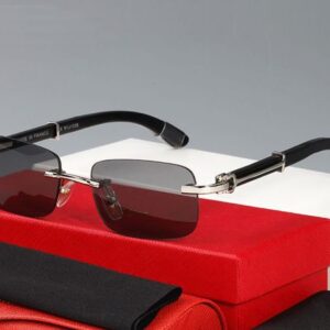 Brand Designer Sunglasses Womens Trendy Mens Evidence Sunglass Carti Glasses Eyeglasses Square Frameless Wood Bamboo Polished Black Sunglasses come with box case