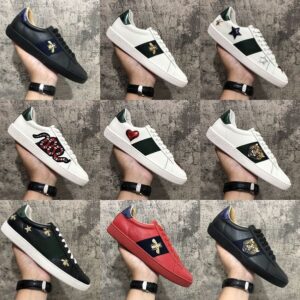 2024 New Arrival Fashion Men Women Casual Shoes Sneakers Top Quality Genuine Leather Bee Embroidered