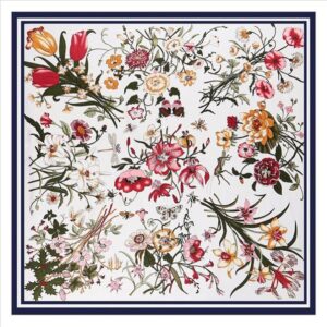 Top luxury women's fashion silk scarf Jungle flower and bird printing 130*130cm twill imitation large square