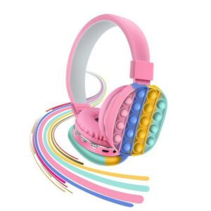 50%off Fidget Toys Party Favor Head-mounted Headphones Earphones Simple and Cute Rainbow Bluetooth Stereo Headset dropship FT29
