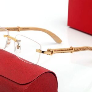 Brand Sunglasses for Women Mens Rectangle Vintage Retro Square Rimless Designer Glasses Bamboo Wooden Polarized Sunglasses Buffalo Horn Eyeglasses With Box Case