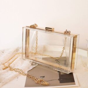 2022 Designer Crossbody Handbags Candy Color Transparent Box Bags Plain ABS Chains Button Hasp Hard Flap Single Solid Bag Neverfull Summer Womens bag MM size Black