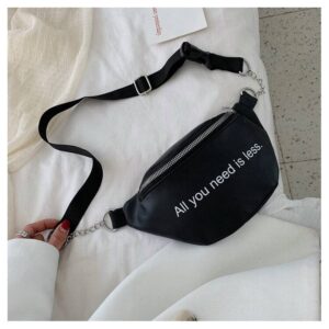 Women PU Leather Waist Bag Solid PU Leather Chest Bag