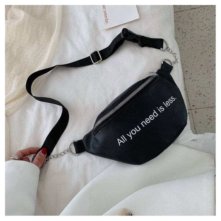 Women PU Leather Waist Bag Solid PU Leather Chest Bag