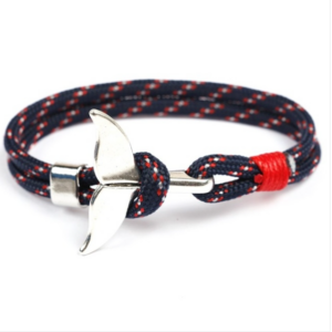 Whale Tail Anchor Charm Nautical Survival Rope Chain Bracelets