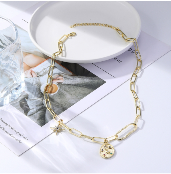 Eye Nine Pendant Female Necklace Simple Multi-Pendant Necklace