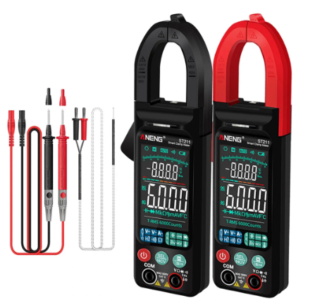 ANENG ST211 Digital Clamp-On Current Multimeter 6000 Counts True RMS Large Color Display Intelligent Manual Automatic Integration Clamp Meter - Black