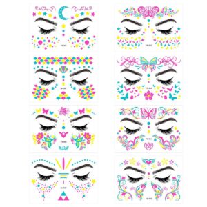 Hot Selling Music Festival Fluorescent Face Sticker Waterproof Nightclub Makeup Ball Neon Shining Tattoo Sticker
