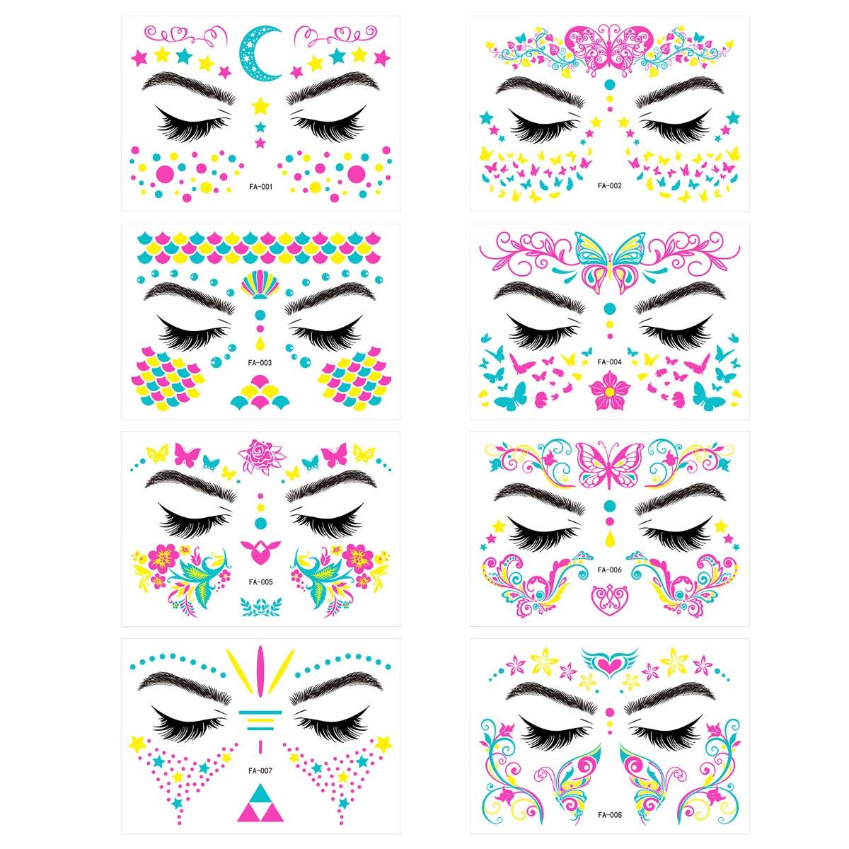 Hot Selling Music Festival Fluorescent Face Sticker Waterproof Nightclub Makeup Ball Neon Shining Tattoo Sticker
