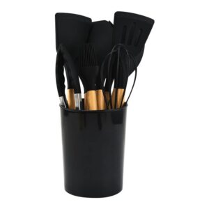 12er-Set Kochutensilien aus Silikon mit Buchengriff