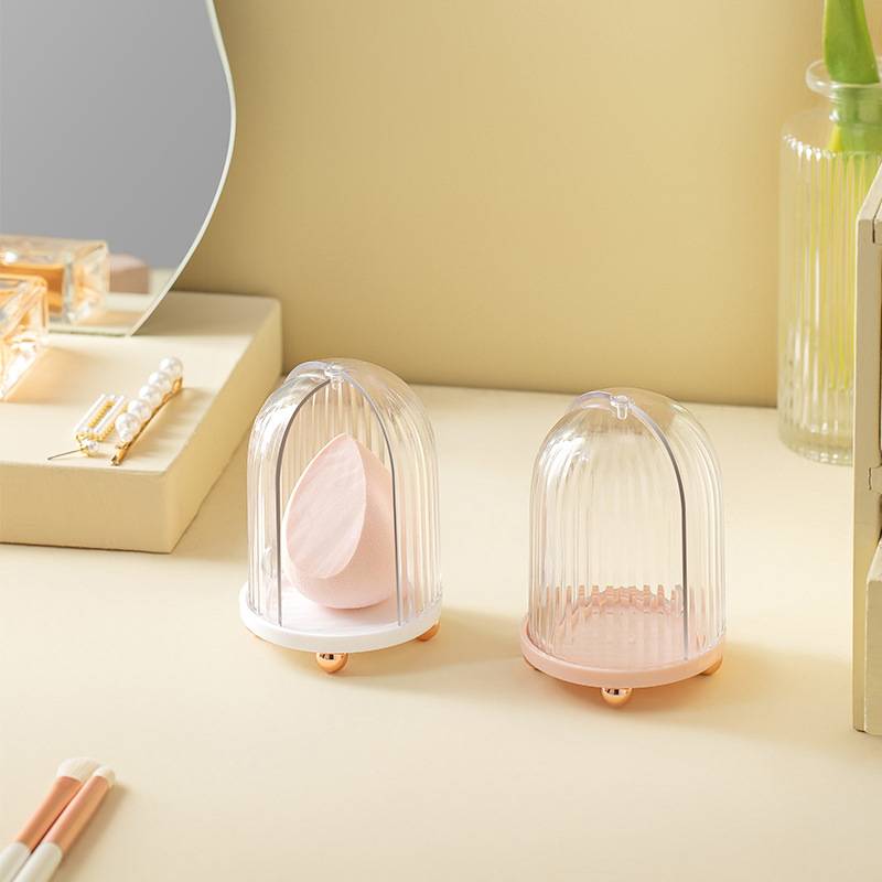 New Design Beauty Makeup Sponge Storage Transparent Cosmetic Powder Puff Base Rack Beauty Makeup Sponge Display