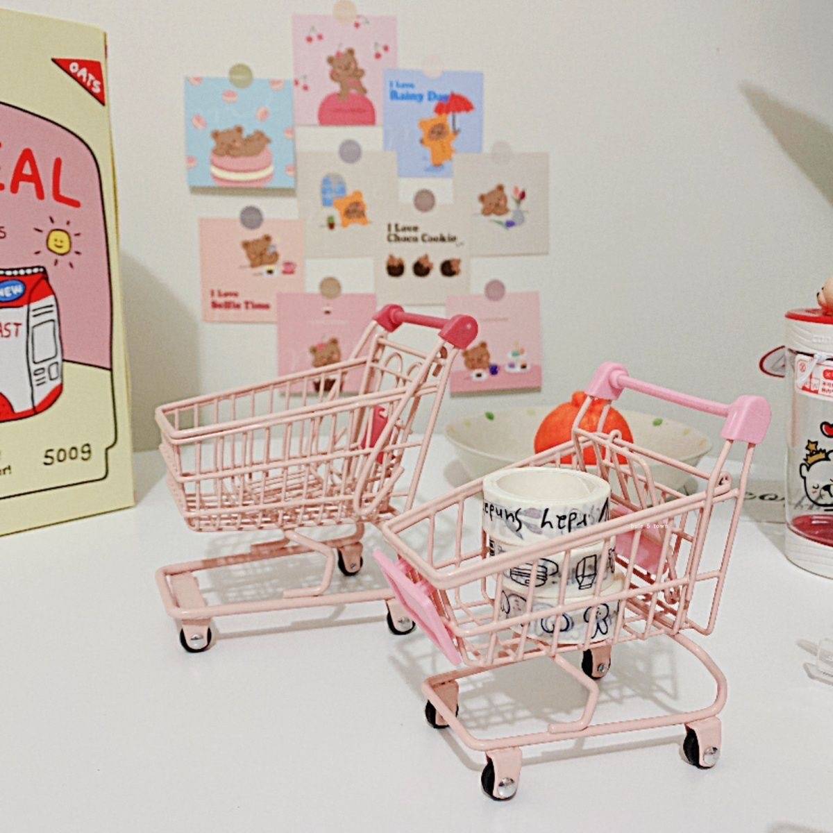 Toy Store Shopping Cart Doll Accessories Pretend Role Play House Mini Toy Doll Stroller for Kids Children Role Play Game