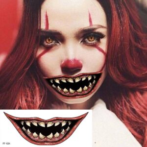 Halloween Face Teeth Tattoo Sticker Halloween Decor Decoration Terrorist Wound Scar Make Up Temporary Tattoo Sticker