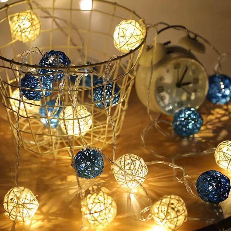 Holiday Decoration Rattan Ball Solar String Lights Outdoor Waterproof Garden Lights Led Solar Powered Lights