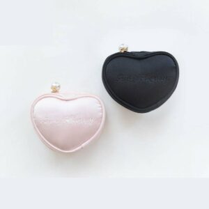 Jewellery bag sweet lady pink girl heart jewellery bag pink heart small ring necklace storage bag