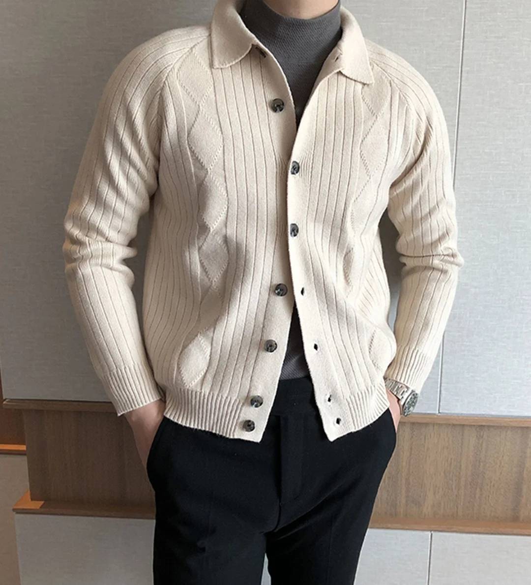 Men's Autumn And Winter Elegant Knitted Sweater