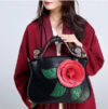 Brenice Vintage PU Leather Rose Decorative Handbag Crossbody Bag For Women