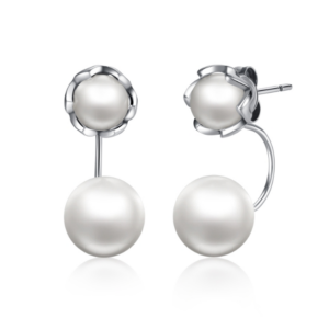 S925 Double Side Sterling Silver Bead Earring