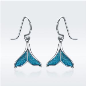 Fish Tail Sterling Silver Earrings Platinum Plated Ladies Accessories