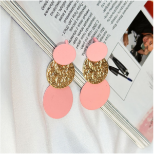 Stitching Solid Color Geometric Round Ladies Personality Earrings