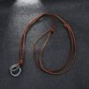 Vintage beach style cowhide necklace simple men’s round leather rope long necklace