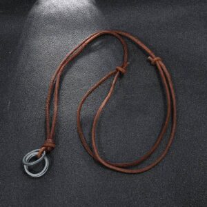 Vintage beach style cowhide necklace simple men’s round leather rope long necklace