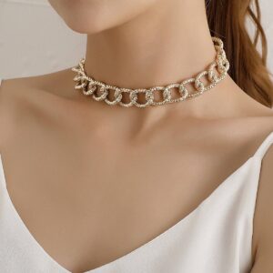 Retro geometric thick choker necklace women’s fashion