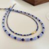 Vintage lapis lazuli colored beaded necklace women fashion collarbone chain