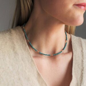 Artsy turquoise beaded necklace women’s clavicle chain