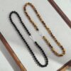 Black agate beaded tiger’s eye stone vintage choker collarbone chain
