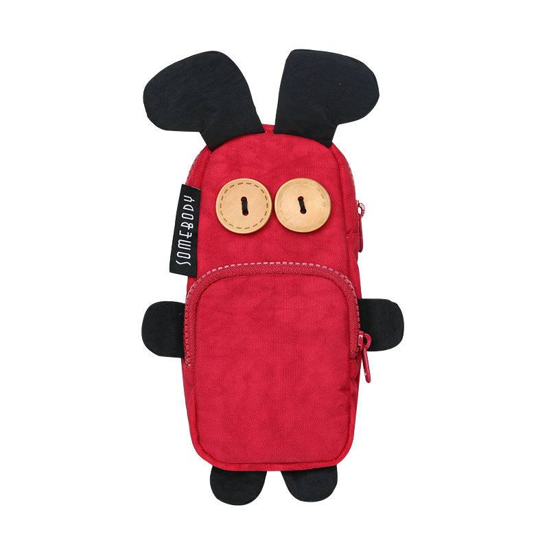 Three color patch pencil bag Korean version of creative weird rabbit girls pencil bag large capacity cute student stationery box