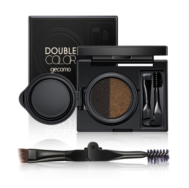 GECOMO Double Color Air Cushion Eyebrow Makeup Dye Palette With Eyebrow Brush