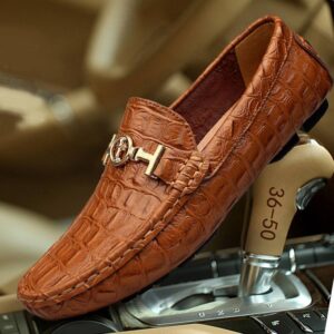 Xunqi Spring and Autumn Doudou Shoes Men’s British Slip-on Shoes Genuine Leather Loafers Casual Fashion Leather Shoes Large Size Business Men&#03