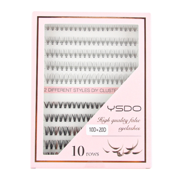10rows /Box 10D+20D Naturally Thick Grafted Eyelashes 0.07 Single Cluster Implanted False Eyelashes