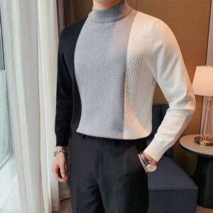 Round Neck Striped Contrast Casual Long-sleeved Sweater