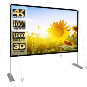 HOIN 100 inch Outdoor Projector Screen and Stand,16:9 Foldable Movies Screen Home Theater with Carry Bag