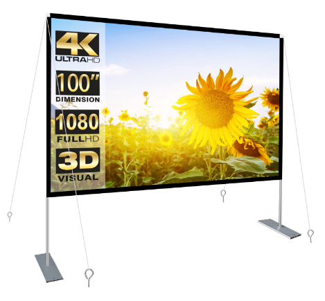 HOIN 100 inch Outdoor Projector Screen and Stand,16:9 Foldable Movies Screen Home Theater with Carry Bag