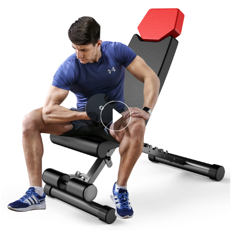 Finer Form - 5 in 1 weight bench, adjustable and foldable for bench press, strength training and full body training. Perfect for dumbbell games or a s