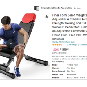 Finer Form – 5 in 1 Hantelbank, verstellbar und klappbar für Bankdrücken, Krafttraining und Ganzkörpertraining. Perfekt für Hantelspiele oder ein Set