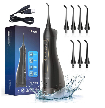 Fairywill 300ML Cordless Water Flossers Rechargeable Oral Irrigator 8 Jet Tips