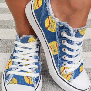 Canvas Shoes for Softball Lovers with Printed Design